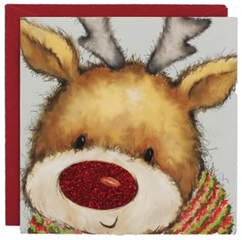 Christmas Cards Glitter Reindeer Pack Of 8