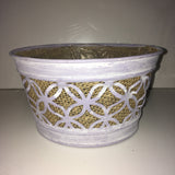 Round Metal Planter with Hessian (various Colours)