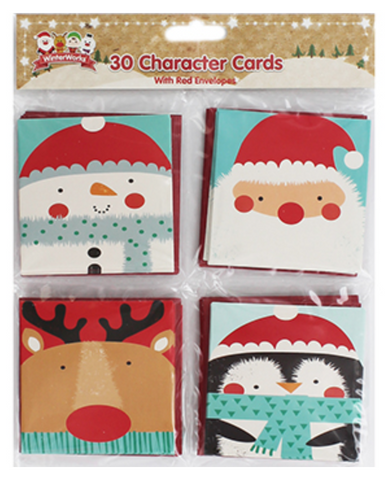 Christmas Cards Festive Characters Pack Of 30